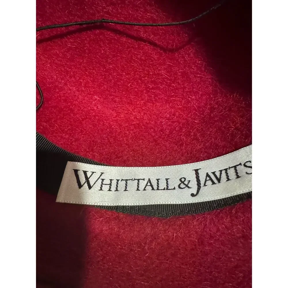 Whittall & Javits Red Wool Felt Hat‎ Black Bow Statement Elegant Derby Church